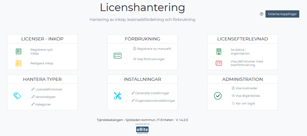 Visar licenser i systemlistan
